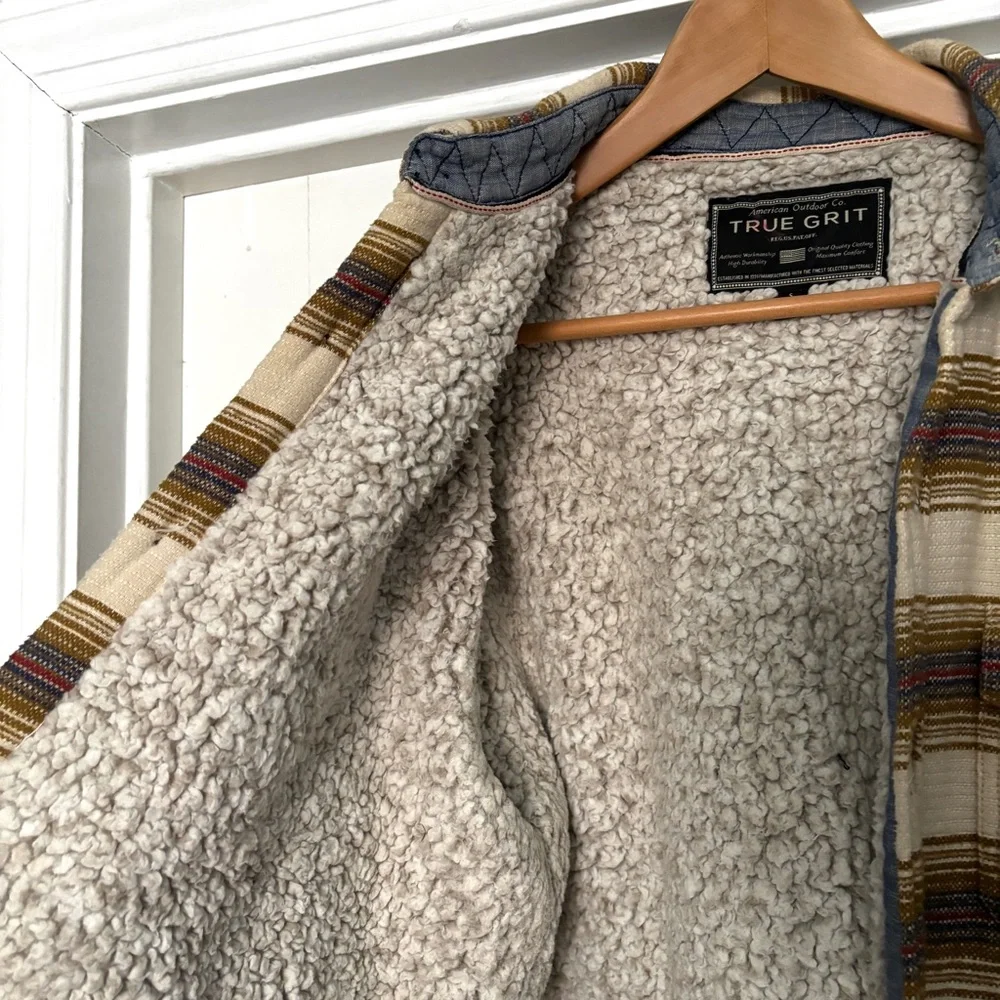 True Grit Men's Cotton Summit Shirt Sherpa Jacket Shacket Size S